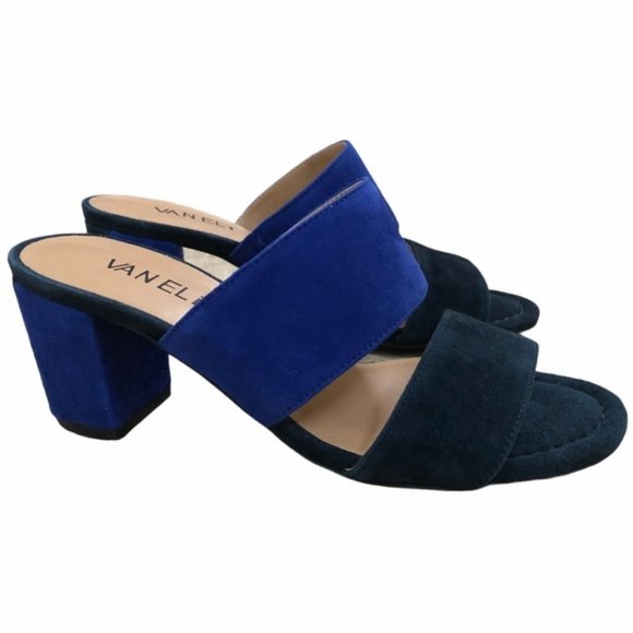 Vaneli Suede Color Block 2 1/2 Heel Blue & Navy - Picture 1 of 7
